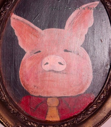 Three Little Pigs Folk Art Pig in neck tie